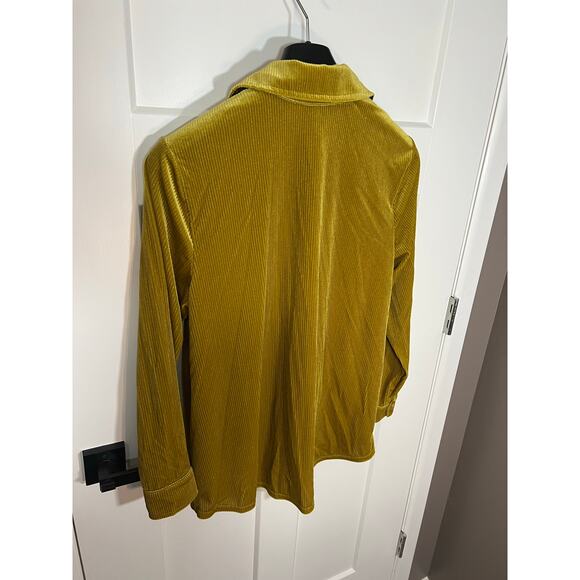 SOFT SURROUNDINGS VELVET LONG SLEEVE BUTTON FRONTBLOUSE SZ MEDIUM MUSTARD YELLOW - Picture 7 of 10